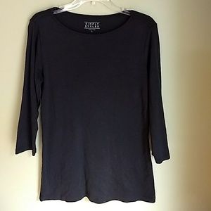 Black boatneck 3/4 sleeve tee